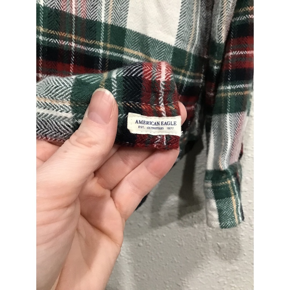 American Eagle Ahh-Mazingly Soft Red Green Plaid Flannel Shirt Women's M Cozy - Picture 6 of 7
